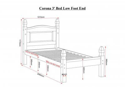 Corona 3' Wooden Bed Low Foot End in Distressed Waxed Pine.