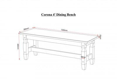 Corona 4' Dining Bench in Distressed Waxed Pine