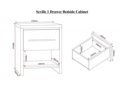 Seville Bedroom Set in Light Oak Veneer/White High Gloss